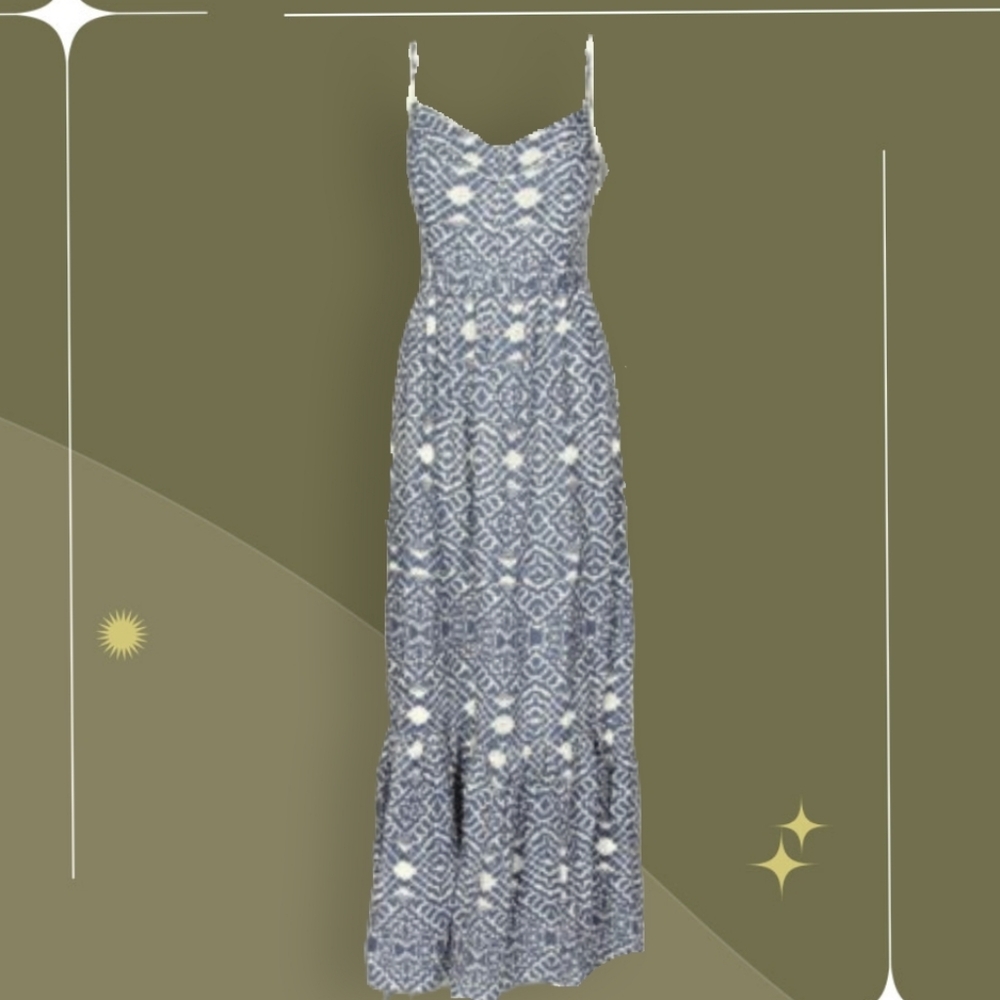 ✨ Betsy Johnson Tiered Linen Blend Maxi Dress Size 6